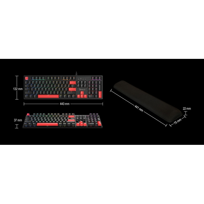Механічна ігрова клавіатура A4TECH Bloody S525N Fire Black BLMS Red