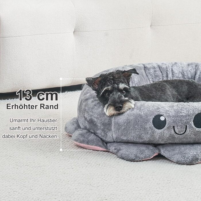 Кругле ліжко для собак та котів Jiupety Boho, рожеве/сіре, XL, знімний коврик, для великих собак