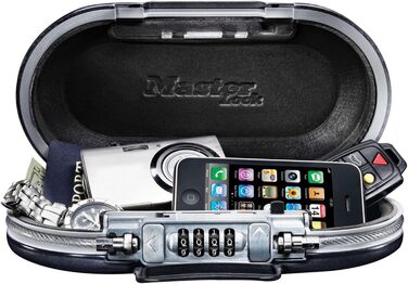 Portable Travel Safe with Number Combination - Black Luggage Lock