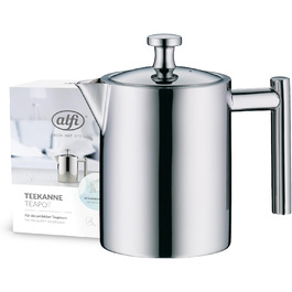 alfi TEA POT 1.40L, Stainless steel insulated carafe with tea strainer and tea catcher, single-walled stainless steel, durable thermos, ideal as a teapot for loose tea, dishwasher-safe, BPA-free (0.6 L)