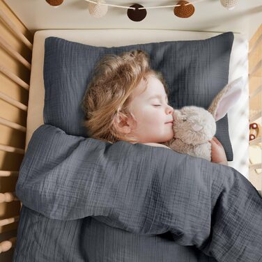 Бетв́а́жна тканина Laleni з бавовняного мусліну, 80x80 см + наволочка 35x40 см - комплект літньої постільної білизни з сертифікацією Oeko-TEX (Антрацит, 135x100 см, 40x60 см)