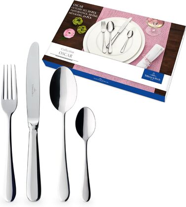Villeroy & Boch – Oscar Tableware Set, 24 pieces, 6 people, Dishwasher-safe, Stainless Steel, Cutlery Set, Dinner Cutlery, Knife Fork Spoon Set, Cutlery Set, Stainless Steel Cutlery, Stainless Steel