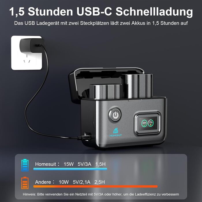 Акумулятор Homesuit EN-EL15c/a/15 (2шт) з LCD зарядним пристроєм для камер Nikon Z5, Z6, Z6II, Z6III, Z7, Z8, D7500, D7000, D7100, D7200, D500, D600, D610, D750, D780, D800, D810, D800E, D810A, D850