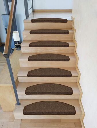 Kettelservice-Metzker Stair Treads/Step Mats in a 15-Piece Value Pack, Semi-Circular, Coffee Brown, Coffee Brown, Semi-Circular, 15 Pieces