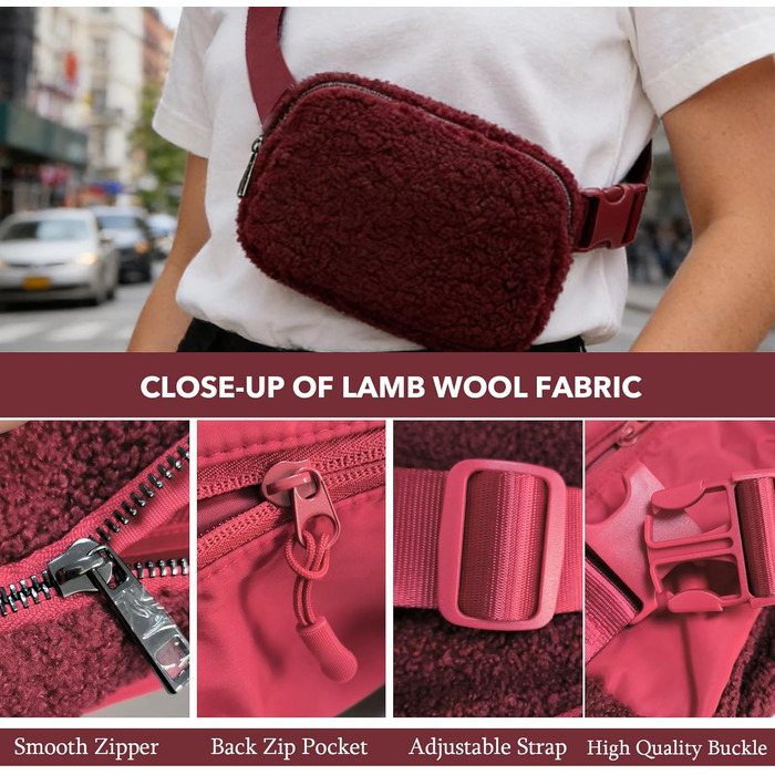 Сумка на пояс для жінок та чоловіків: спортивна, з регульованим ремінцем та блискавкою. Містка сумка для телефону, ідеальна для бігу, подорожей, прогулянок та активного відпочинку (колір: коричневий, тедді).