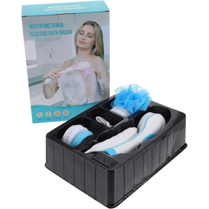 Minkissy 1-Piece Bath Brush Body Cleaning Brush Rotating Exfoliating Brush Face Washing Brush Massage Brush Electric Shower Brush Massage Brush for the Back Bath Accessories Abs Blue