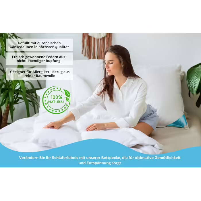 Sandaro Home ковдра-пухова з гусячим пухом, стьобана, 100% натуральний продукт, сертифікат OEKO-TEX, 155x220 см, 1400 г