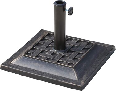 Outsunny Umbrella Stand Parasol Base Umbrella Stand 9kg 38/48mm Polyester Resin Bronze L44 x W44 x H33cm