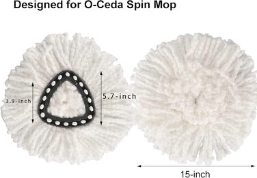 Yision Spin Mop Replacement Heads, 100% Microfiber Spin Mop Refill Heads, 360° Micro Replacement Mop Head for Easy Home Cleaning Floor Squeegee (12-Pack, White)