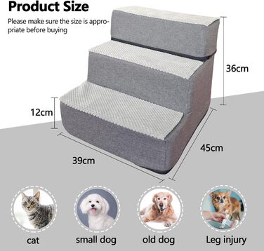 Сходинки для собак та котів Galatée - 3 сходинки, не слизькі, знімний та пральний чохол