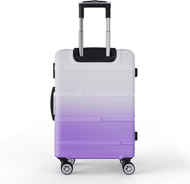 Набір валіз 3 шт., валіза з жорстким корпусом, ручна валіза, набір валіз з полікарбонату, легка та міцна, з обертовими колесами на 360° та замком TSA (перехідний колір фіолетовий)
