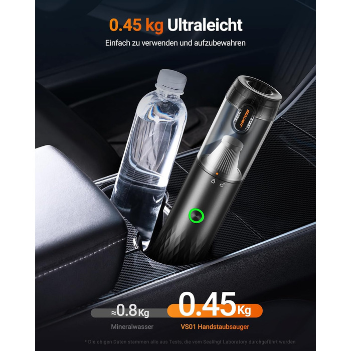 SEALIGHT Автомобільний акумуляторний пилосос 29000Pa з безщітковим мотором, до 40 хв роботи, легке очищення, для дому, авто, шерсті тварин