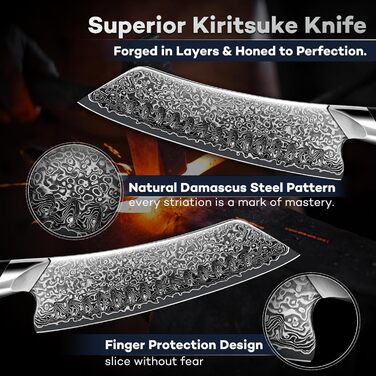 Японський ніж Dragon Riot Santoku з дамаської сталі, професійний кухонний ніж, ручної роботи, з подарунковою коробкою