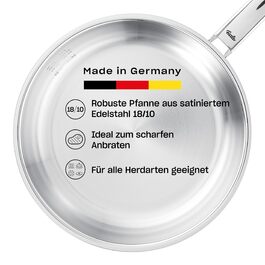 Сковорода Fissler Pure Collection Edelstahl Ø28 см, нержавіюча сталь, з внутрішньою мірною шкалою, виготовлено в Німеччині, для індукційних плит