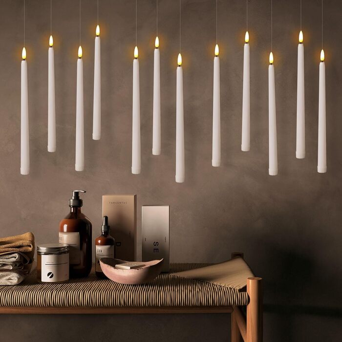 LED свічки-стовпчики з пультом і таймером, 25,4 см, набір 12 шт., фламінгові безполум'яні батарейкові свічки з ниткою, тепле біле світло, для декору на Великдень, вечірки, Різдво