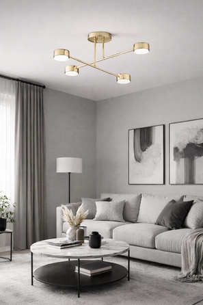 Підвісна люстра Elko-Lighting золота, 4 точки освітлення GX53, сучасний стиль