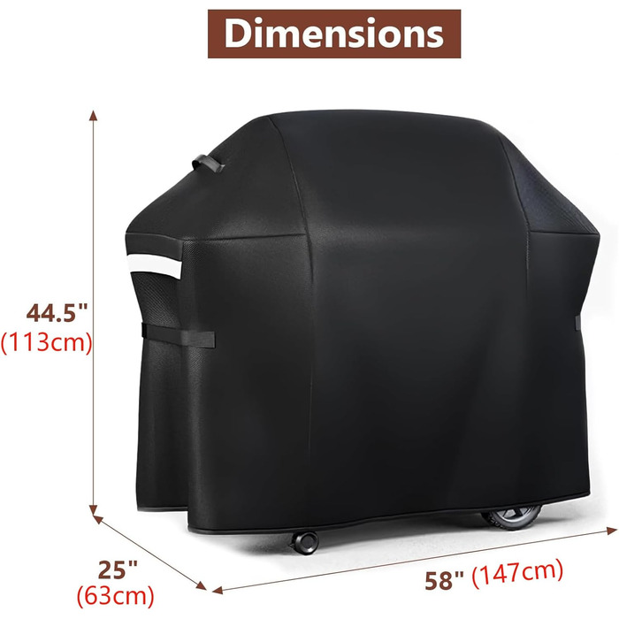 Чохол для гриля GFTIME 7130, 147x63x113 см, для Weber Genesis II LX 300 Series, E310, S310, E330, EP-330, Char Broil, Landmann, Brinkmann, водонепроникний BBQ-чохол для Weber 7134