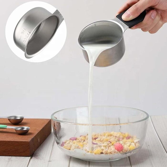 15-Piece Measuring Cup and Spoon Set, 7 Stackable Stainless Steel Measuring Cups, 8 Double-Sided Magnetic Measuring Spoons with 1 Leveler, Kitchen Gadgets for Cooking and Baking