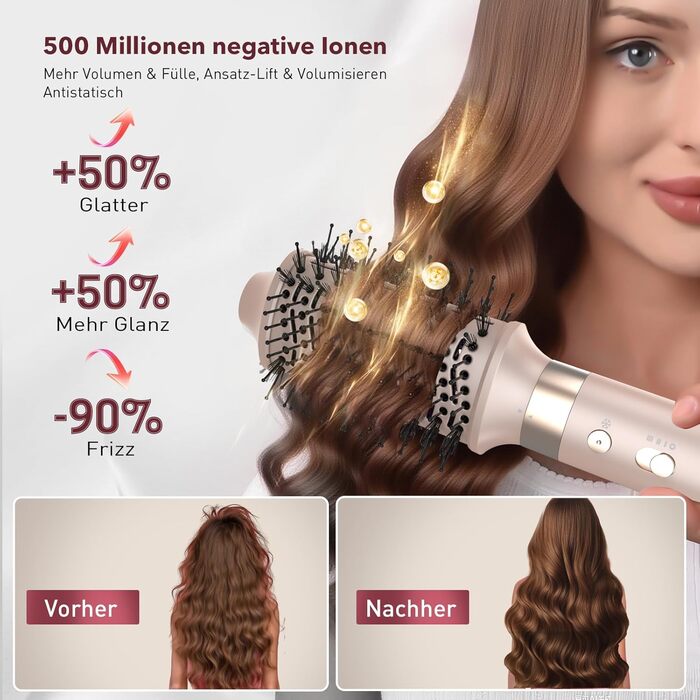 Airstyler 6-в-1: Фен, плойка, об'єм, локони, випрямлення. Рожевий (Champagnerfarben)