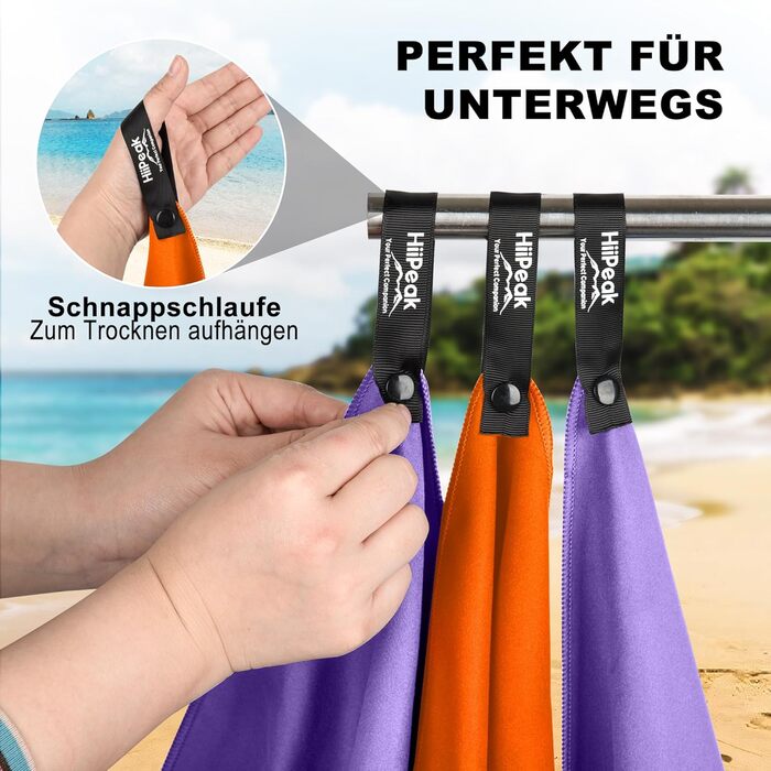 Рушник з мікрофібри HiiPeak: компактний, легкий, швидковисихаючий (50x30 см, помаранчевий)