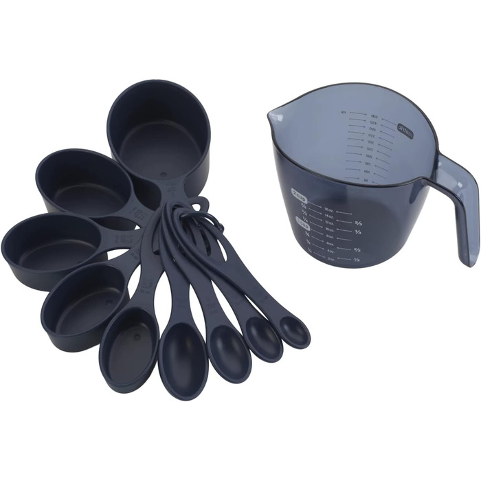 28-Piece Kitchen Utensil Set with Plastic Measuring Cup, Navy Blue