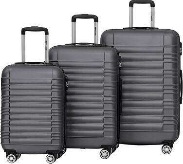 Набір валіз TRVLMORE 3 шт. з жорсткого пластику: маленька, середня, велика сіра валіза для подорожей, ручна валіза 55x40x20 см