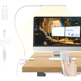 Лампа настільна LED Mojimdo 77 з пульт. керування, 40 см, 3 кольори, 5 рівнів яскравості, гнучкий світильник з USB-зарядкою, 70 см висота