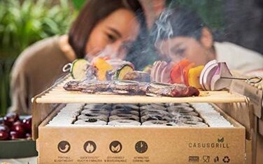 Набір з 5 екологічних одноразових грилів CasusGrill, біо-бамбуковий, без диму, розмір 31x24 см, швидкий старт 5 хв, тривалість горіння понад 1 годину, знижені CO2-викиди