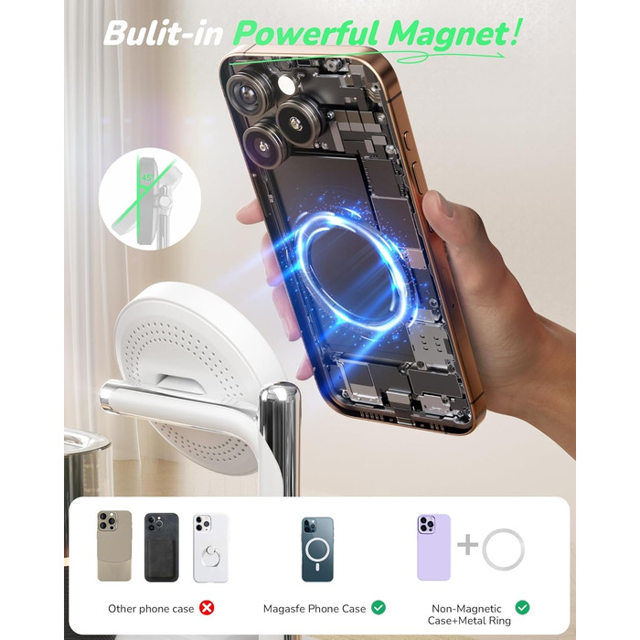 Багатофункціональна бездротова зарядка 5 в 1 з годинником для Apple iPhone, Apple Watch, AirPods (біла)