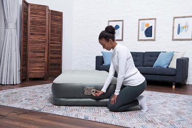 Надувний матрац Novaluxe з вбудованим електронасосом та подушкою, сірий 191x97x38 см