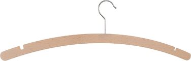 HAGSPIEL Clothes Hangers made of Beechwood, Simple Hangers Raw, 42 cm long, very space-saving, with galvanized screw hook. Made in Austria (EU) (30 pieces, with notches)
