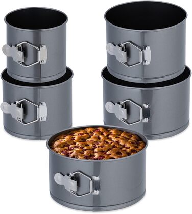 Набір форм для випічки Relaxdays, 5 шт., діаметр 12-20 см, сталь, антипригарне покриття, круглі, антрацит