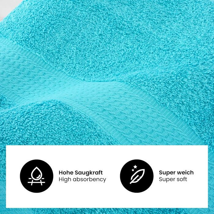 Рушники BaSaTex Premium 50x100 см з бавовни, фrotтee, набір з гачком, сертифікат Öko-Tex Made in Green, 8 шт, антрацит/тюркіс