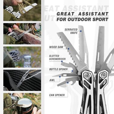 Mossy Oak 21-in-1 Multi-Tool - Stainless Steel Pocket Knife & Multi-Function Tool for Camping, Hiking & Repair - Includes Pouch