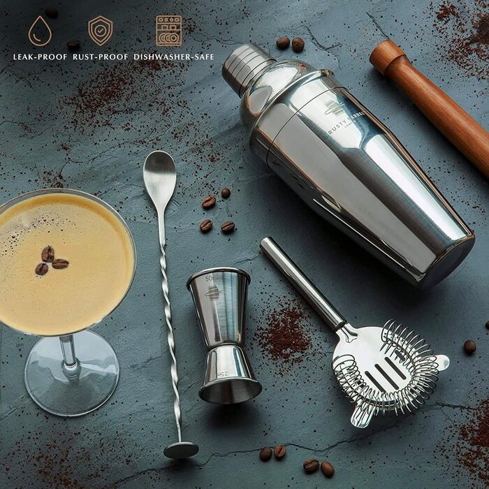 Набір для коктейлів Rusty Barrel Mayfair Original із аксесуарами та шейкером із нержавіючої сталі у розкішній подарунковій коробці