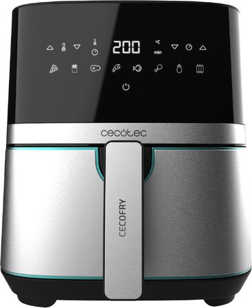 Аерофритюрниця Cecotec Cecofry Full Inox 5500 Pro, 5.5 л, 1700 Вт, цифрова безмасляна фритюрниця з корпусом із нержавіючої сталі та 8 режимами приготування