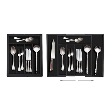 Relaxdays Extendable Bamboo Cutlery Box