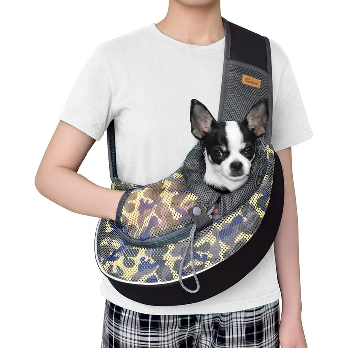 Сумка-кенгуру для собак та котів Cuby Hautier, камуфляж, S, з регулюванням, блискавкою та гачком безпеки