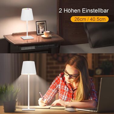 LED настільна лампа Skelo бездротова, диммирувана, сенсорна, з акумулятором, регулювання висоти, 3 колірні температури, IP54, 4000mAh, для дому та вулиці, USB-C, метал, чорна