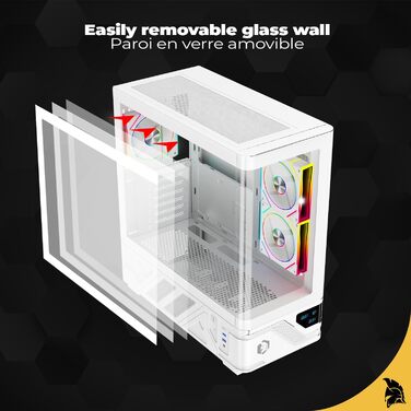 Корпус для ПК Empire Gaming ECM252 Mid Tower з цифровим дисплеєм (температура CPU/GPU, RPM) - 3 ARGB вентилятори - ATX/Micro-ATX/ITX - USB C