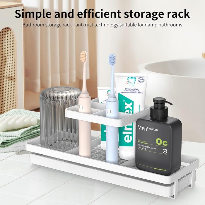 Bathroom Toothbrush Holder, 5 Slots, Carbon Steel, Toothbrush Holder, Electric Toothbrush & Toothpaste, Bathroom Countertop Accessory, Shower, Black