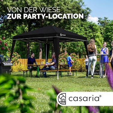 CASARIA® Capri Pavilion 3x3m Pop-Up UV Protection 50+ Waterproof Winter-Proof with Bag Foldable Stable Camping Garden Pop-Up Pavilion Party Tent (Black)