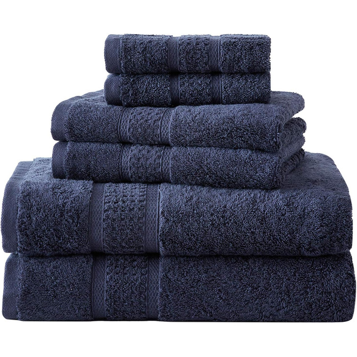 Nautica - 6 Bath Towels, absorbent & fade-resistant cotton, towel set, fashionable bathroom decoration, Öko-Tex certified (Ocean Grey, 6 pack)