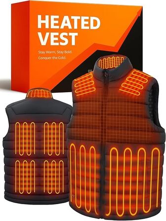 Електрична гріюча жилетка для чоловіків та жінок, 16000mAh, 3 режими нагріву, для катання на лижах та активного відпочинку, пральна, L-XL