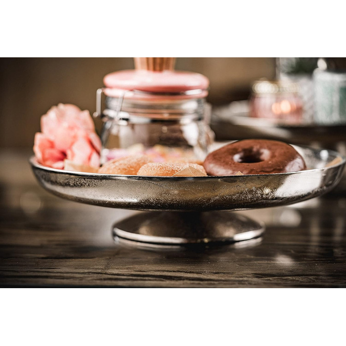 Decorative Bowl Serving Plate Aluminum Silver Decor Decoration Luxury - Modern Metal Decorative Bowl - Table Decoration Wedding - Christmas Decoration for Living Room, Dining Room or Kitchen - XL 29.5 cm