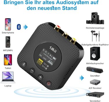 1Mii B06HD Bluetooth 5.1 Аудіоприймач: HiFi, aptX HD, Low Latency, 3.5mm/Cinch, 15 годин роботи