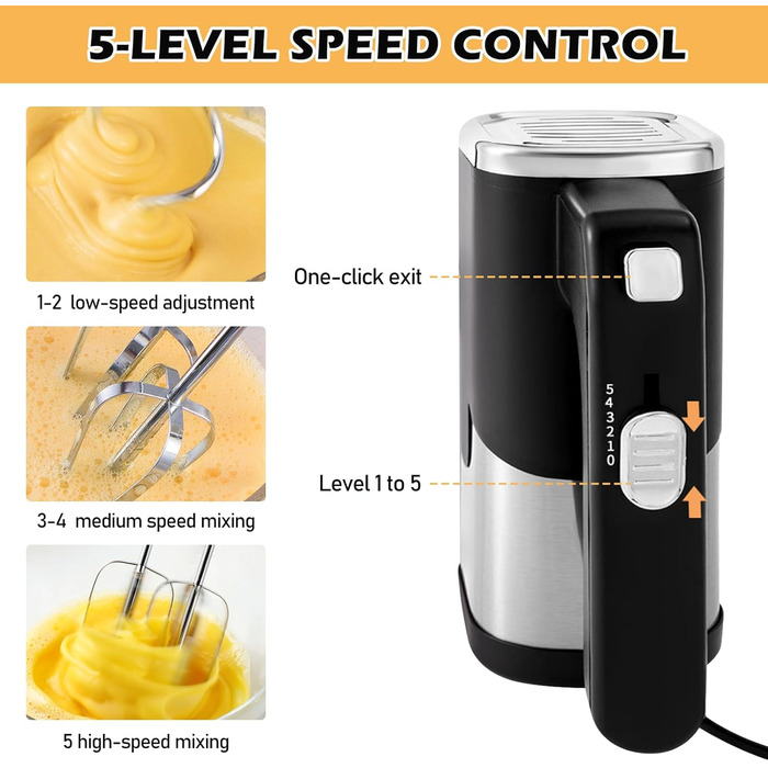 Електричний міксер 800W з 5 швидкостями: для випічки та збивання