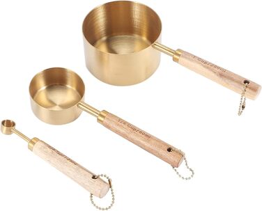 8-Piece Measuring Cup and Spoon Set with Fragrant Wooden Handles, Complete Set of Measuring Cups and Spoons
