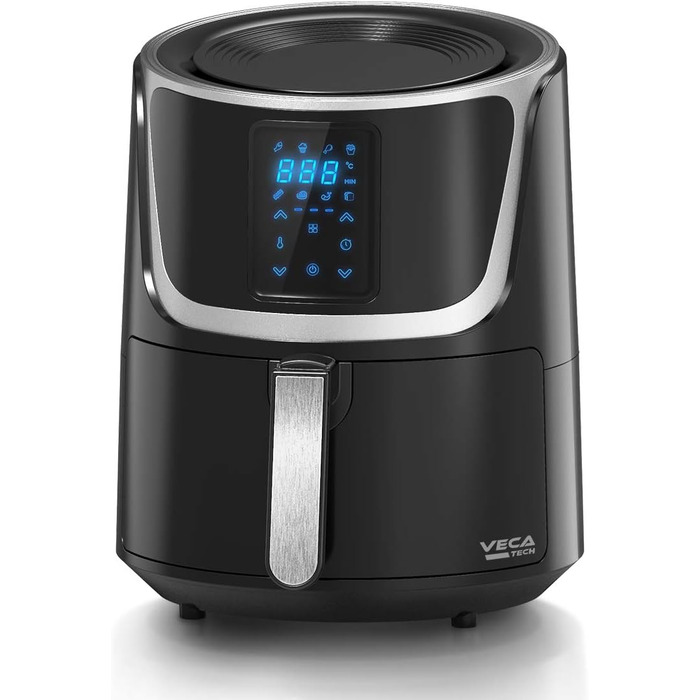 Фритюрниця VECATECH Heißluft XXL 5.5л з цифровим сенсорним екраном, 8 програмами та 1800W - безмасляна фритюрниця для здорового харчування