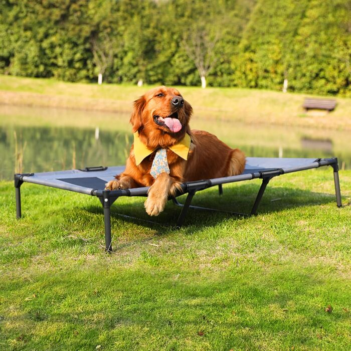 Лежанка для собак з балдахіном, XL, 122 x 92 x 102 см - водонепроникна, з дихаючим матеріалом, для відпочинку на вулиці та кемпінгу